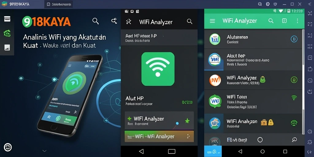 Tampilan utama aplikasi 918KAYA dengan grafik analisis WiFi.