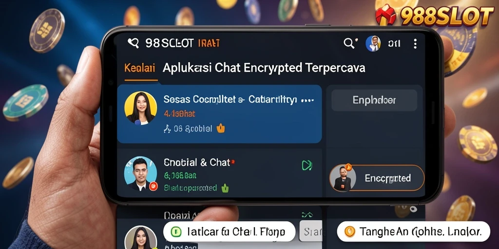 Antarmuka aplikasi 988SLOT untuk Chat Encrypted yang modern.