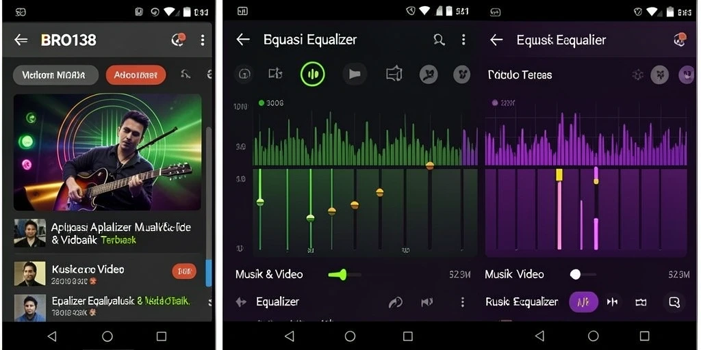 Tampilan antarmuka aplikasi Equalizer BRO138 yang menarik dan fungsional.