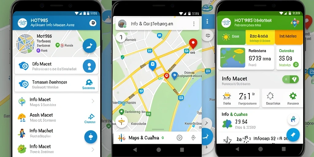 Tampilan antarmuka HOT985 untuk info macet dan cuaca.