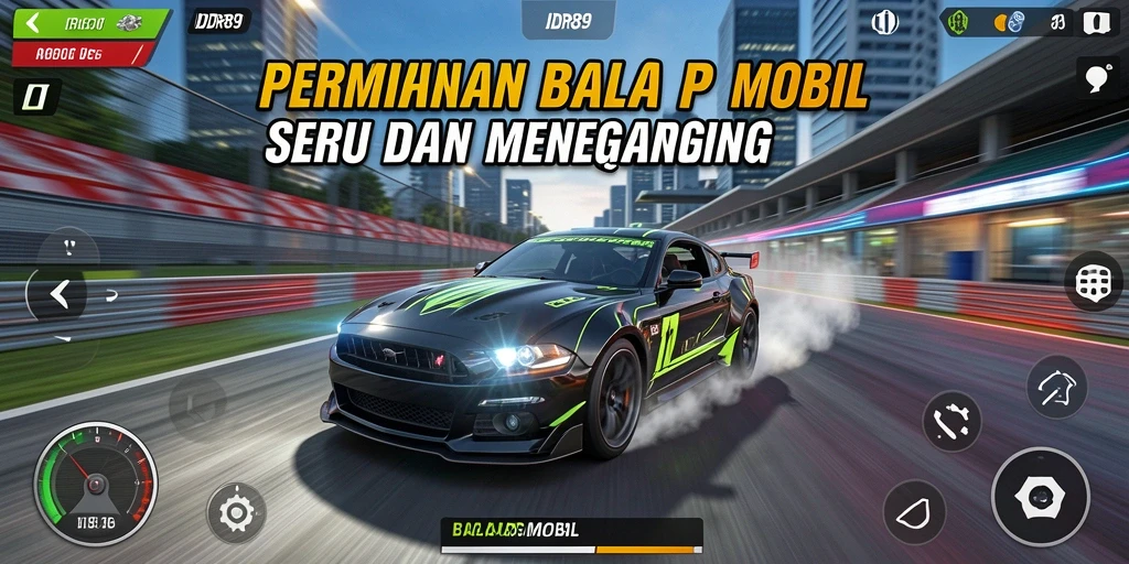 Tampilan antarmuka permainan <strong>IDR89</strong> saat balapan yang penuh aksi.