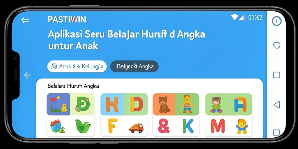 Antarmuka PASTIWIN yang menarik dan edukatif untuk anak.