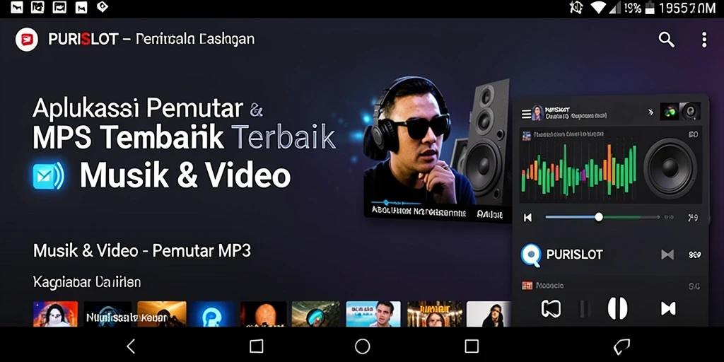 Antarmuka bersih dan mudah digunakan dari aplikasi Pemutar MP3 PURISLOT.