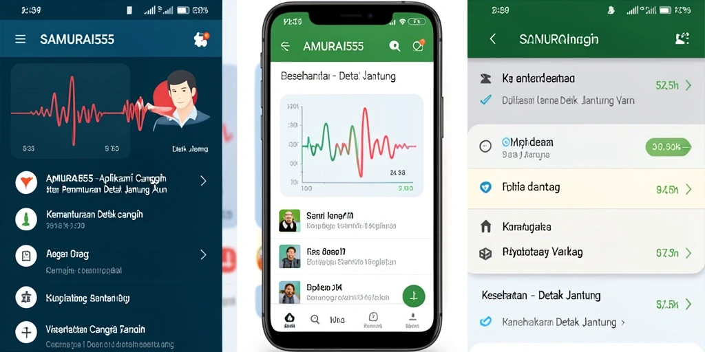 Tampilan antarmuka aplikasi SAMURAI555 untuk pemantauan detak jantung.