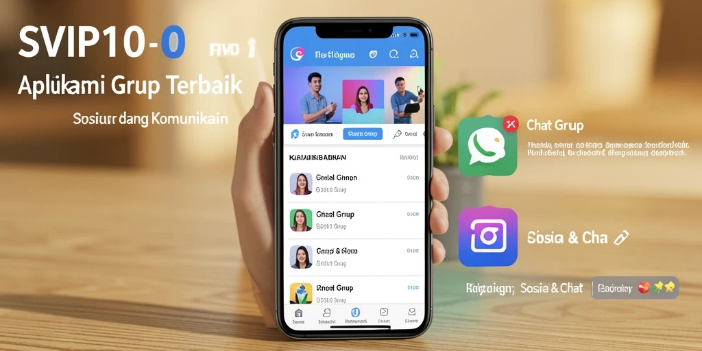 Antarmuka pengguna SVIP10 menampilkan fitur Chat Grup secara jelas dan menarik.