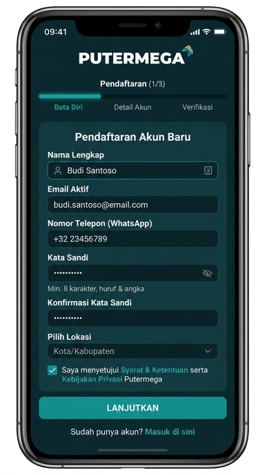 Panduan Mendaftar Akun Baru di putermega